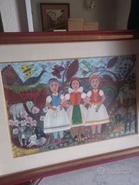 quadro in stile naif di Vago Jolan le tre grazie 