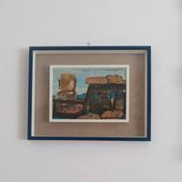 Quadro firmato con cornice blu
