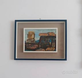 Quadro firmato con cornice blu