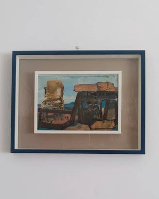 Quadro firmato con cornice blu