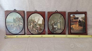 4 Quadretti Vintage Decupage su legno Cesaria Arte