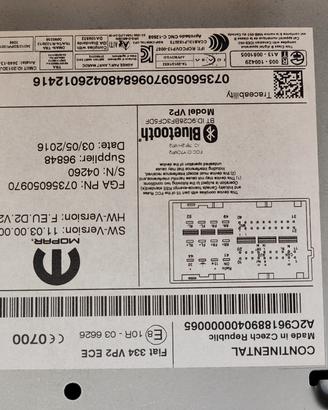 Navigatore per Fiat 500x anno 2016