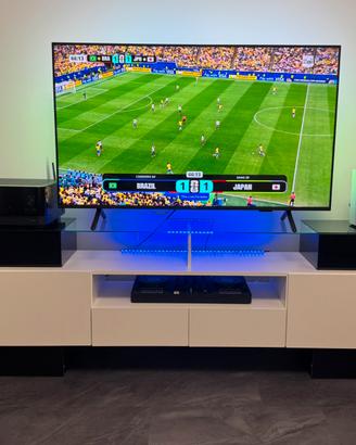 Mobile porta TV 200cm bianco/nero lucido LED