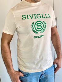 T-shirt Siviglia Sport -Crema /logo verde/Nuova