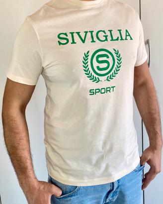 T-shirt Siviglia Sport -Crema /logo verde/Nuova
