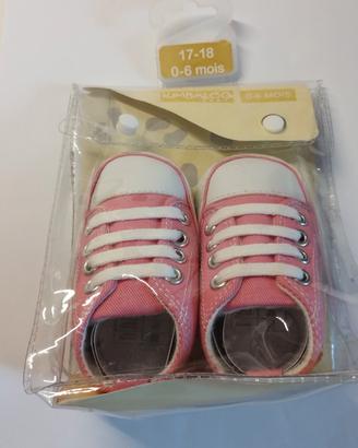Scarpine Neonata Rosa Tipo Converse Kimbaloo nuove