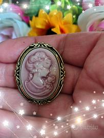 Spilla vintage Cammeo in metallo 