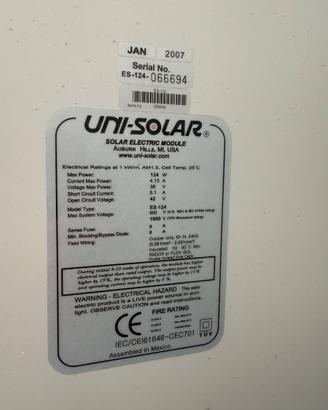 Pannelli  fotovoltaici amorfi