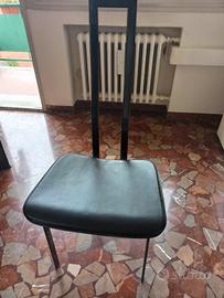 Sedie Cattelan nere acciaio e cuoio 