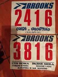"2" Pettorali Vintage Maratone anni '80+opuscoli 