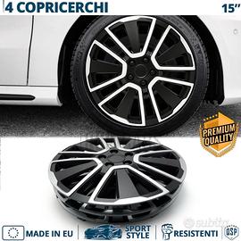4 Copricerchi per NISSAN 15 Pollici Silver e Nere