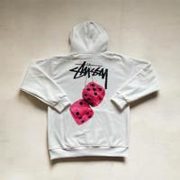 Felpa Stussy Bianca e Rosa con Stampa Dadi