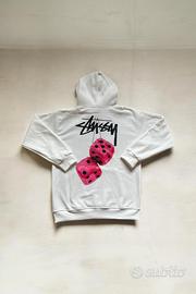 Felpa Stussy Bianca e Rosa con Stampa Dadi