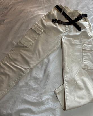 pantalone in cotone con tache laterali