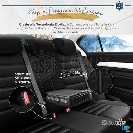Lupex Shop Copri-sedili Auto Compatibili Seicento 600 | Set Coprisedili Anteriori E Posteriori | Logo Ricamato | Airbag Compatibile | Accessori Auto Interno (Nero/Bianco - 9