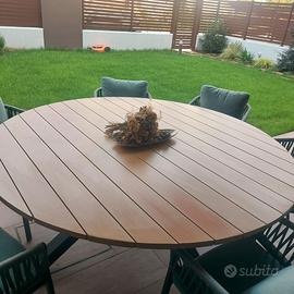 Tavolo rotondo esterno 180cm effetto legno