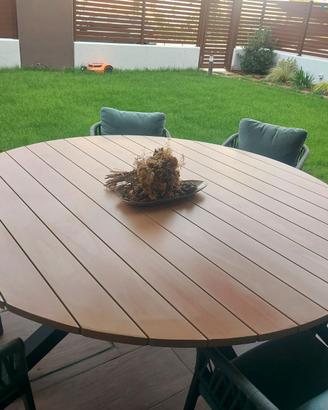 Tavolo rotondo esterno 180cm effetto legno