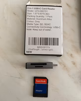 Adattatore USB-C + Scheda di memoria 4GB Sandisk
