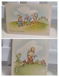 Lotto di 2 cartoline augurali italiane d'epoca