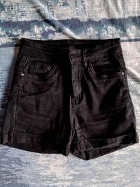 Shorts jeans neri vita alta XS