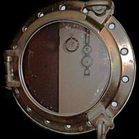 VECCHIO OBLO' NAVALE CON SPECCHIO 44 cm