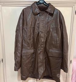 cappotto in pelle marrone uomo,  56IT, pelle vera