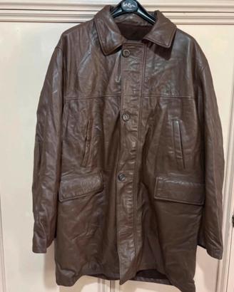 cappotto in pelle marrone uomo,  56IT, pelle vera