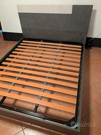 Letto matrimoniale rialzato antracite e grigio