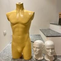 Manichino mezzo busto e teste in polistirolo