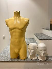 Manichino mezzo busto e teste in polistirolo