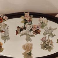 Collezione fiori e angeli Capodimonte su vassoio