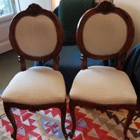 COPPIA SEDIE LEGNO NOCE STILE LUIGI FILIPPO