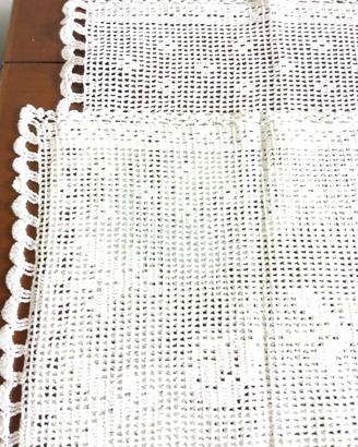 tende uncinetto cm 140x36 bianche vintage 