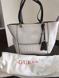 Guess borsa a mano donna ecopelle bianco/nero zip 