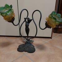 lampada bronzo con due lampade 