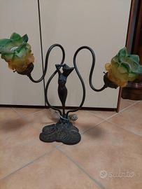 lampada bronzo con due lampade 