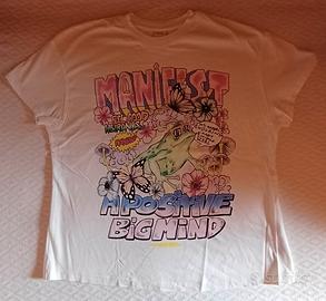 T-shirt Bershka bianca oversize con grafica