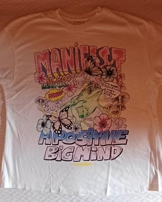 T-shirt Bershka bianca oversize con grafica