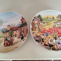 Coppia piatti decorativi, ceramiche Ferlaro