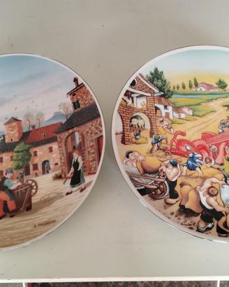 Coppia piatti decorativi, ceramiche Ferlaro