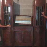 Credenza decò primi 900 marrone ottone e radica