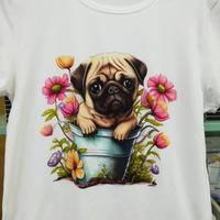 T-shirt maglietta disegno cagnolino Carlino TG  S