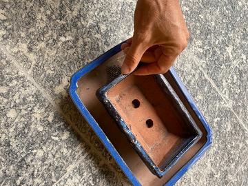 Vasi per bonsai forma rettangolare, gres smaltato.