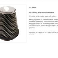 Filtro aria conico in  spugna  in AF-1, Art. 06105