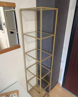 Vetrinetta in vetro e metallo d'orato - 177x40x30