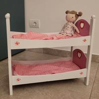 Lettino a castelloin legno per bambole