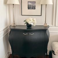 Credenza Bombata Nera Legno massello