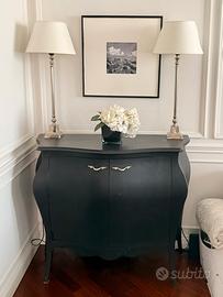 Credenza Bombata Nera Legno massello