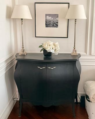 Credenza Bombata Nera Legno massello