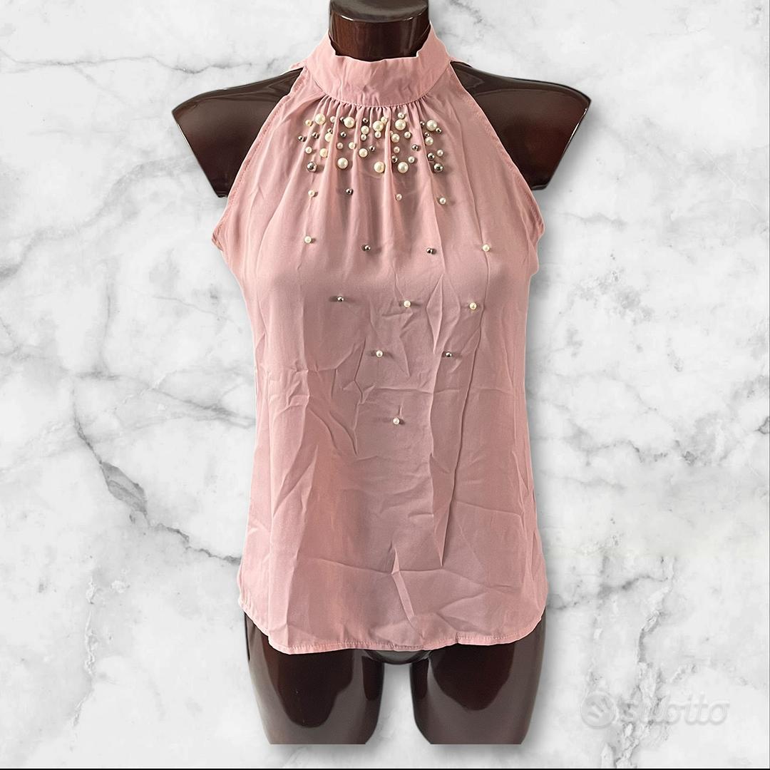 Rosa Cipria Top Elegante Raso Canottiere Canotta Rosa Elegante TOP